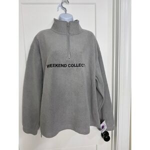 ASOS DESIGN Gray Fuzzy Fleece Half Zip Sweatshirt "WEEKEND COLLECTIVE" Size M